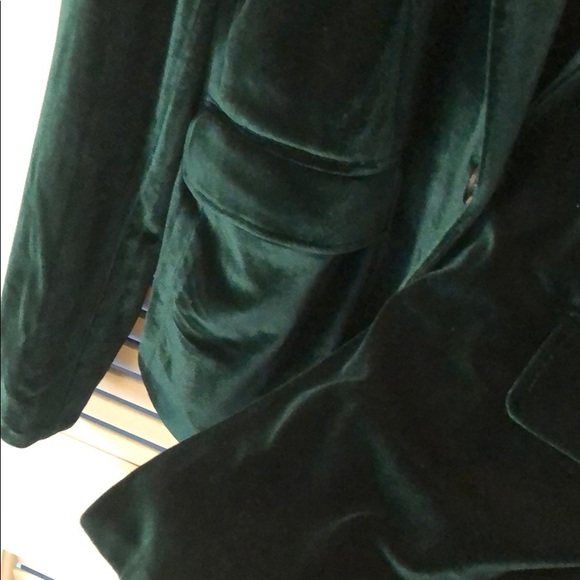 Soft, forest green velvet single-button blazer - Picture 3 of 3
